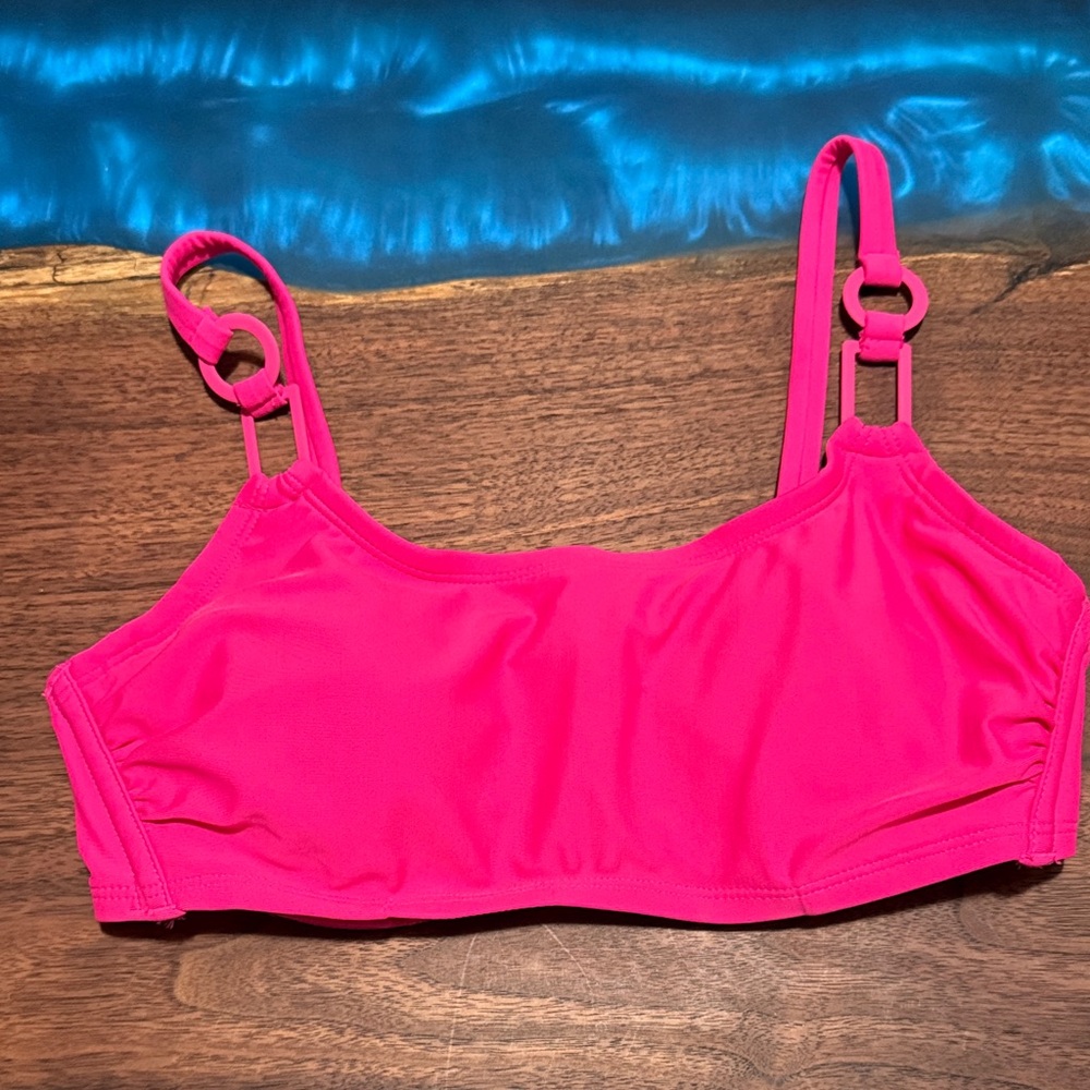 Shade & Shore Hot Pink Ring-Detail Bikini Top
